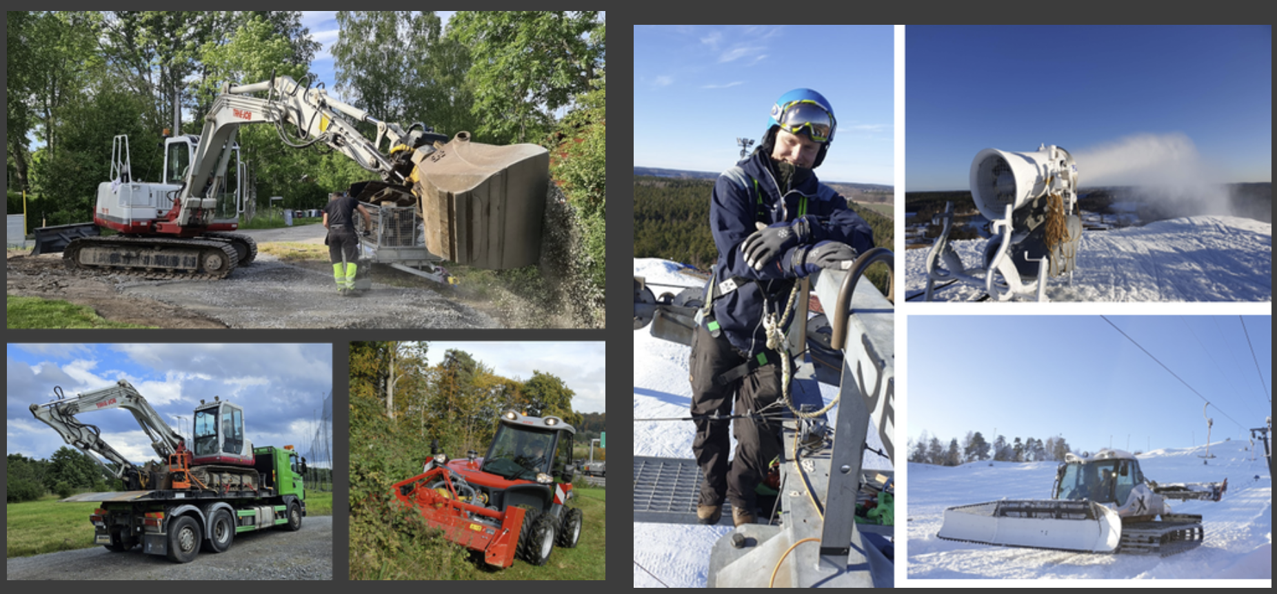 ECG:s sommar- och vinterarbeten med grävmaskiner, liftservice, snötillverkning och pistning